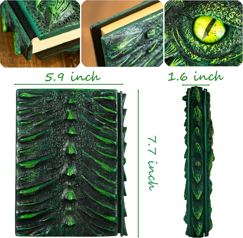 LZlightactor 3D Dragon Eye Embossed Journal,Resin Engraving Notebook,Dnd notebook for Dragon Lovers ，Blank Paper,Hardcover Travel Notepad for Writing,Sketchbook,Collection,Gift,Decoration A4 and A5 Size (A5-Green - Image 2